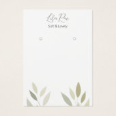 ニュートラルグリーンリーフ猫イラストレーションカード (正面)