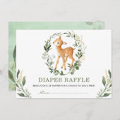 ニュートラルグリーンリー金ゴールドウッドランドディアオムツラッフル エンクロージャーカード (正面/裏面)