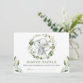 ニュートラルグリーンリー金ゴールド象ベビーおむつラッフル エンクロージャーカード (スタンド正面)