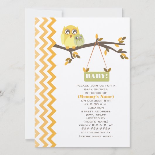 ニュートラルグリーン秋ベビーシャワーママ&ベビーフローズ 招待状 (正面)