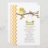 ニュートラルグリーン秋ベビーシャワーママ&ベビーフローズ 招待状 (正面/裏面)