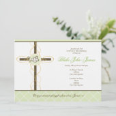 ニュートラルグリーン《キリスト教》洗礼式や命名式/バプティスマス招待状 招待状 (スタンド正面)