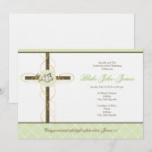 ニュートラルグリーン《キリスト教》洗礼式や命名式/バプティスマス招待状 招待状 (正面/裏面)