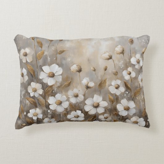 ニュートラルグレイ金ゴールドトープフローラ アクセントクッション (正面)