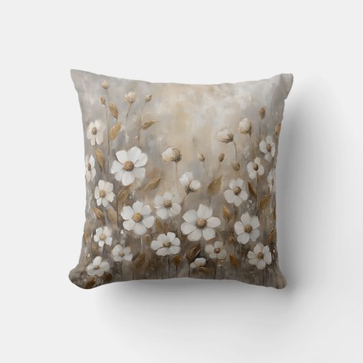 ニュートラルグレイ金ゴールドトープフローラ クッション (正面)