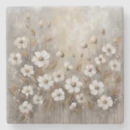 ニュートラルグレイ金ゴールドトープフローラ ストーンコースター