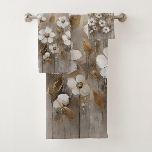 ニュートラルグレイ金ゴールドトープフローラ バスタオルセット (インサイチュ)