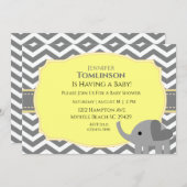 ニュートラルグレーアンドイエローベビーシャワー招待状 招待状 (正面/裏面)
