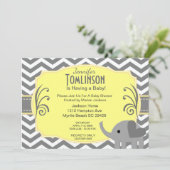 ニュートラルグレーアンドイエローベビーシャワー招待状 招待状 (スタンド正面)