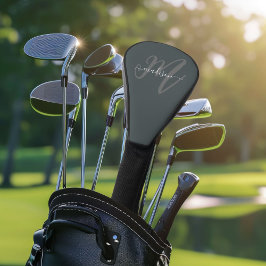 ニュートラルグレースタイリッシュスクリプトモノグラムと名前 ゴルフヘッドカバー
