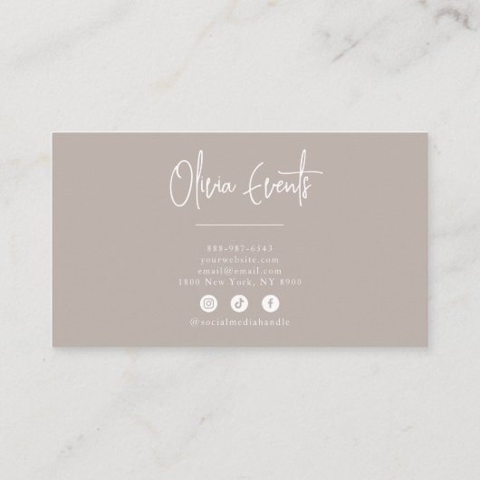 ニュートラルグレータウペミニマリストボホシックモダン 名刺 (裏面)