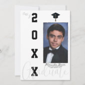 ニュートラルグレーブラック卒業写真の発表 招待状 (正面)