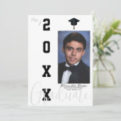 ニュートラルグレーブラック卒業写真の発表 招待状 (スタンド正面)