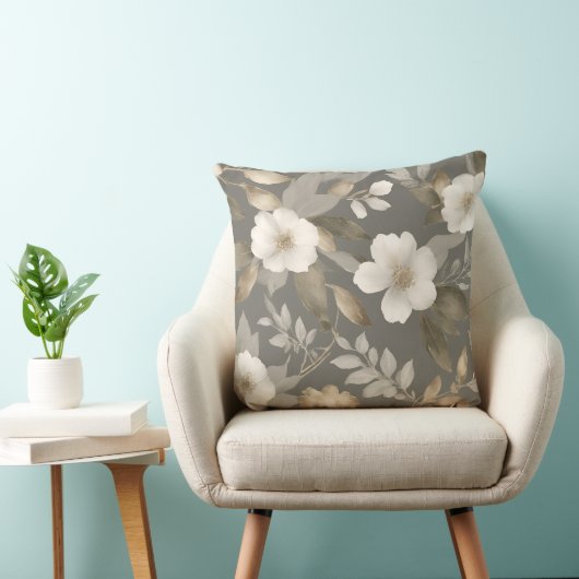 ニュートラルグレーベージュクリームファームハモダンウスフローラ クッション (椅子)