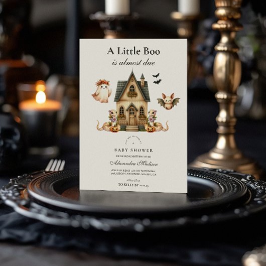 ニュートラルコテージコアハロウィーンベビーシャワー 招待状