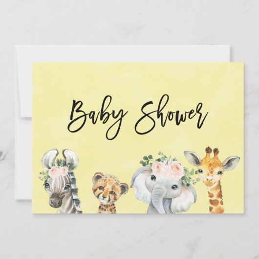 ニュートラルサファリアニマルズベビーシャワー招待状 招待状 (裏面)