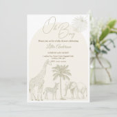 ニュートラルサファリオーボーイベビーシャワー招待状 招待状 (スタンド正面)