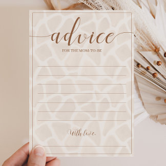 ニュートラルサファリキレーフベビーシャワーアドバイスカード