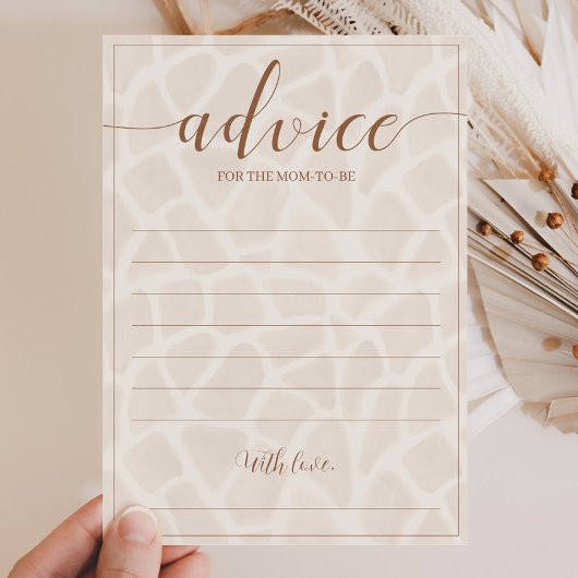 ニュートラルサファリキレーフベビーシャワーアドバイスカード