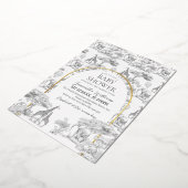 ニュートラルサファリ動物のエレガントトイレベビーシャワー 箔招待状 (回転した状態)