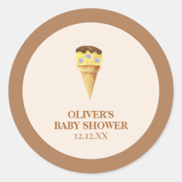 ニュートラルサマースコップアイスクリームボーイベビーシャワー ラウンドシール