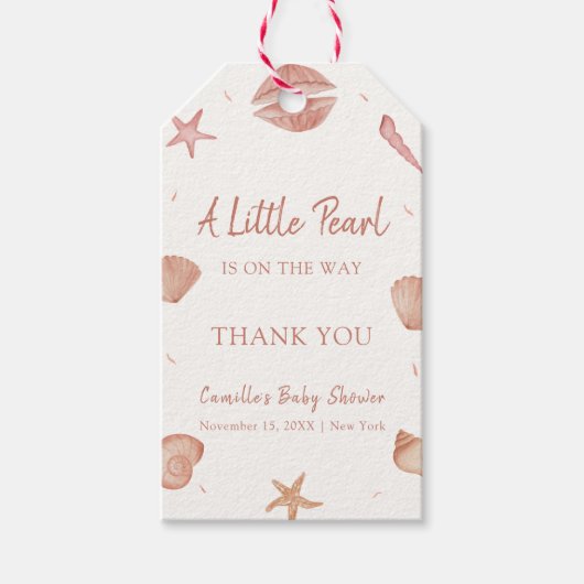 ニュートラルサマー海シーシェルパールベビーシャワー ギフトタグ (正面)