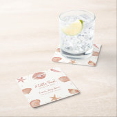 ニュートラルサマー海シーシェルパールベビーシャワー スクエアペーパーコースター (インサイチュ)
