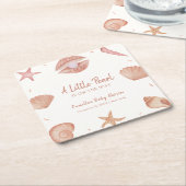 ニュートラルサマー海シーシェルパールベビーシャワー スクエアペーパーコースター (アングル)