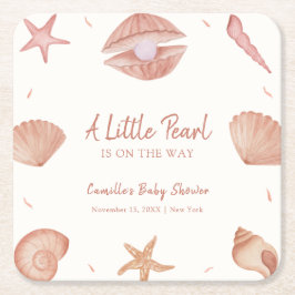ニュートラルサマー海シーシェルパールベビーシャワー スクエアペーパーコースター
