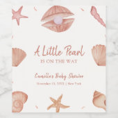 ニュートラルサマー海シーシェルパールベビーシャワー ワインラベル (シングルラベル)