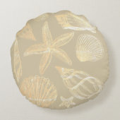 ニュートラルサンドタンベージュシーシェルシェルビーチハウス ラウンドクッション (裏面)