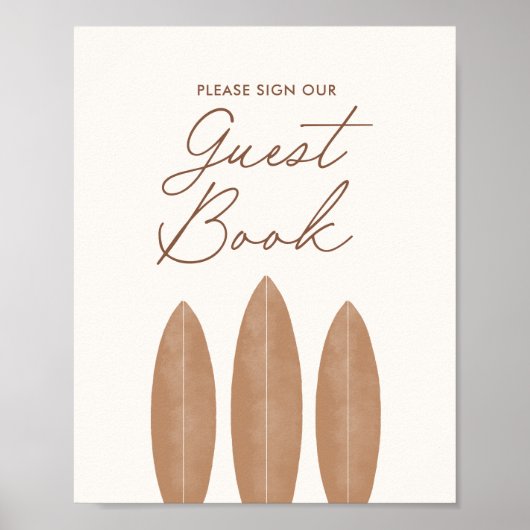 ニュートラルサーフボードベビーシャワーウィズゲストブック ポスター (正面)