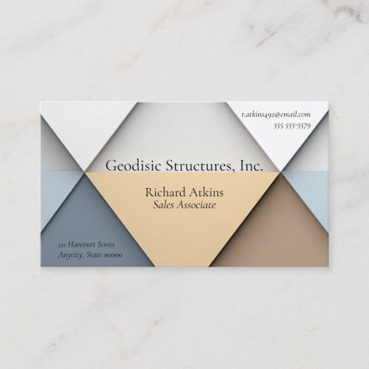 ニュートラルシェードの三角形の背景 名刺 (正面)