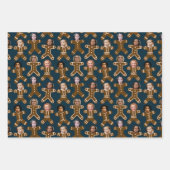 ニュートラルシックスフォトジンジャーブレッドピープルホリデー ラッピングペーパーシート (正面3)