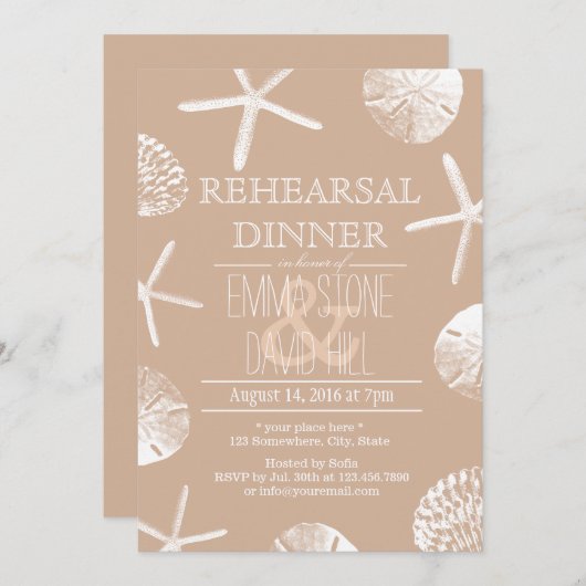 ニュートラルシーシェルビーチ結婚式リハーサルディナー 招待状 (正面/裏面)