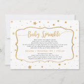 ニュートラルジェンダーベビースプリンクル-白金ゴールド星 招待状 (正面)