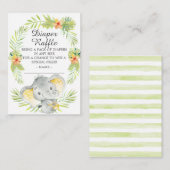 ニュートラルジャングルエレファントベビージャーシャワーおむつラッフル エンクロージャーカード (正面/裏面)