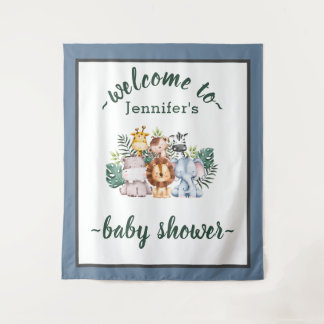 ニュートラルジャングルサファリアニマルベビーシャワーワイルドワン タペストリー