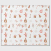 ニュートラルジンジャーブレッドクリスマスラッピング紙 ラッピングペーパー (フラット)