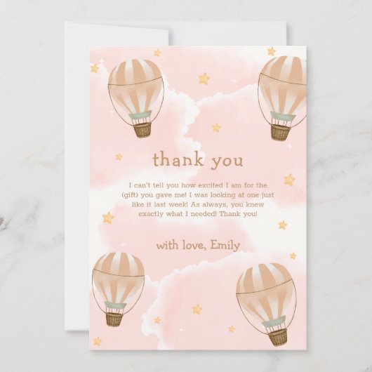 ニュートラルスイートクラウドホットエアバルーンベビーシャワー サンキューカード (正面)