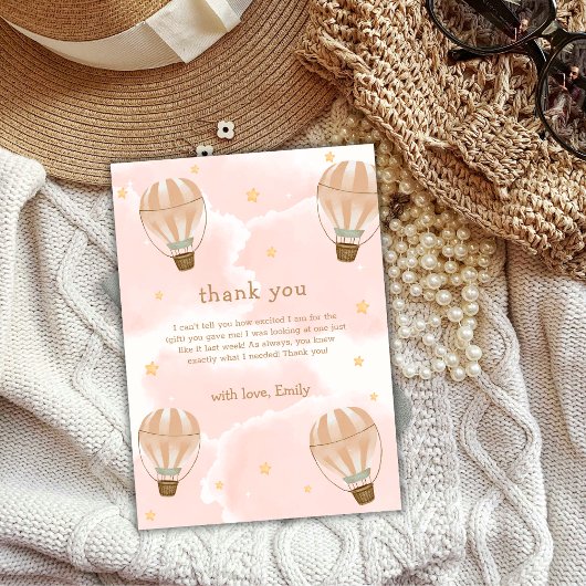 ニュートラルスイートクラウドホットエアバルーンベビーシャワー サンキューカード