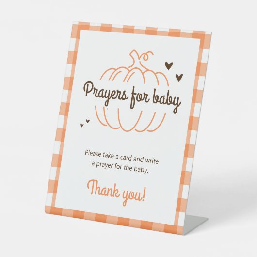 ニュートラルスウィートカボチャ赤ちゃんシャワー祈りの言葉用ベビー 台座サイン (正面)
