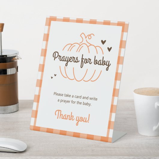 ニュートラルスウィートカボチャ赤ちゃんシャワー祈りの言葉用ベビー 台座サイン (インサイチュ)