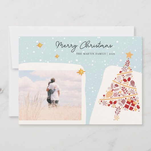 ニュートラルスタイリッシュホリデーウィッシュフォトクリスマスカード シーズンカード (正面)