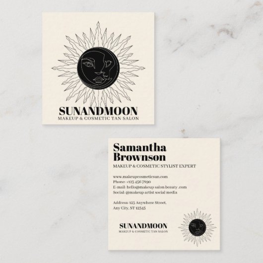 ニュートラルスピリチュアル太陽のエネルギーヒーリングサンムーン スクエア名刺 (正面/裏面)