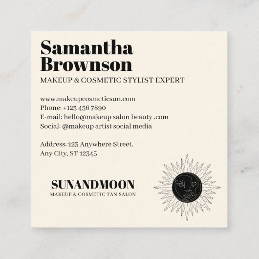 ニュートラルスピリチュアル太陽のエネルギーヒーリングサンムーン スクエア名刺 (裏面)