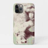 ニュートラルセージのチェック柄のクマ Case-Mate iPhoneケース (裏)