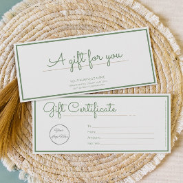 ニュートラルセージグリーンロゴビジネスのギフト証明書