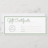 ニュートラルセージグリーンロゴビジネスのギフト証明書 (裏面)