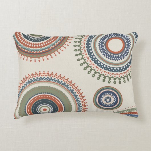 ニュートラルセージ青数々の曼荼羅 アクセントクッション (正面)